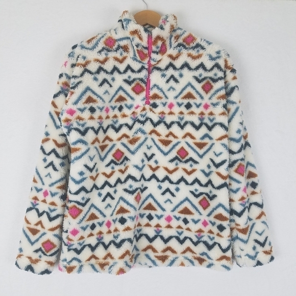 Eddie Bauer Aztec Plush Soft 1/4 Zip Longsleeve Sweater Size Medium - Picture 3 of 13